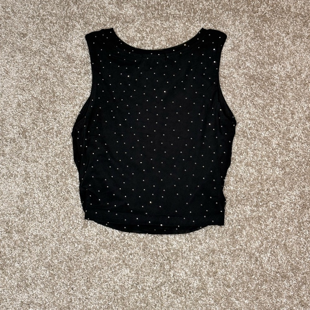 Chic Black Sleeveless Tank with Dotted Pattern